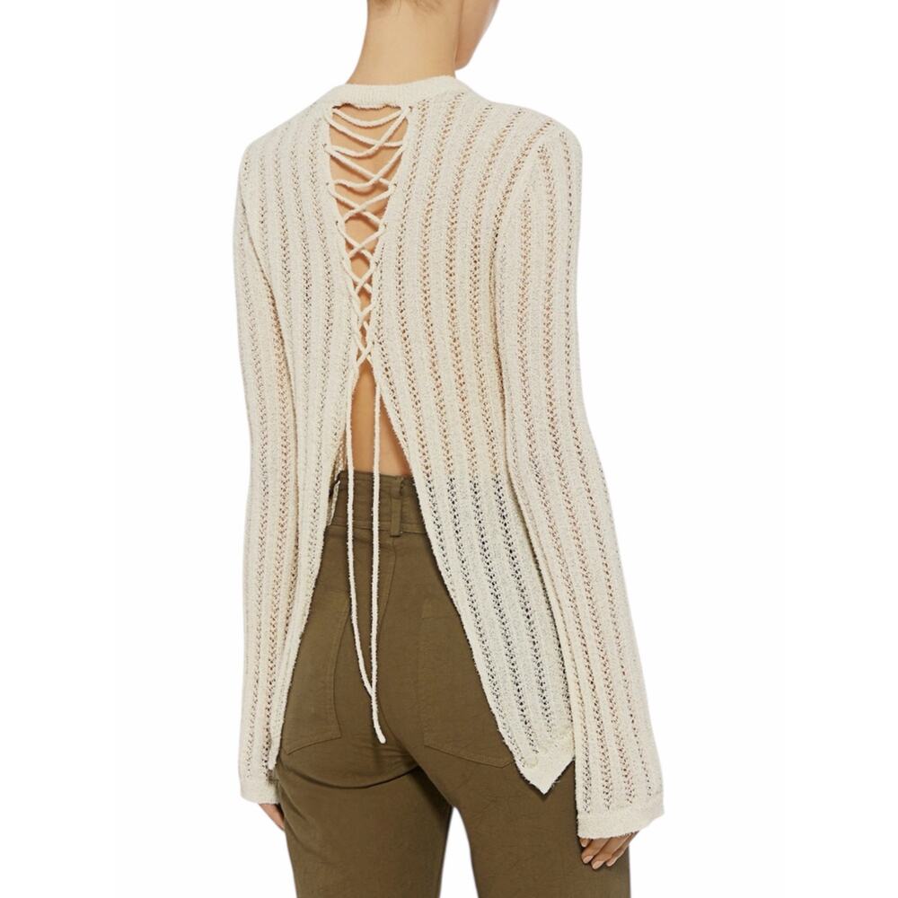 ALC Miguel Back Lace Up Pullover Sweater Cream Beige Size XS - Picture 2 of 11